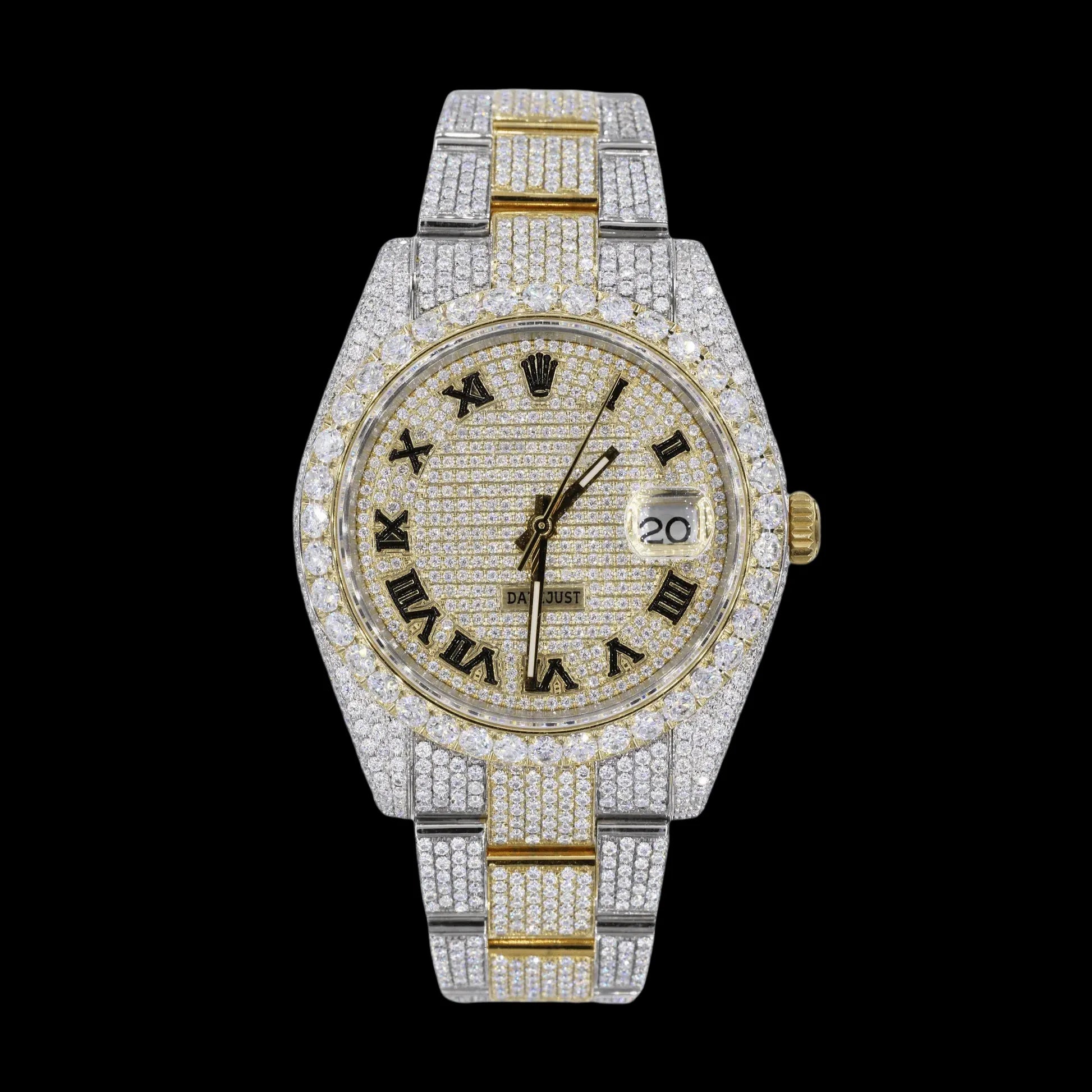 42MM Fully Iced Out Watch In White Gold/Yellow Gold Era® 316, Color: White Gold/Yellow Gold, Size:42mm, Width:42mm, Material:316L Stainless Steel, Stone:5A Cz, Gender:Unisex, Condition:New, Age Group:Adult, - TONGSHOP