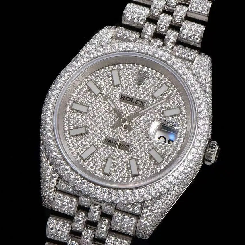 42mm Iced - Out VVS Moissanite Full - Diamond Watch - White Gold - TONGSHOP / Style:White Gold / WATCH