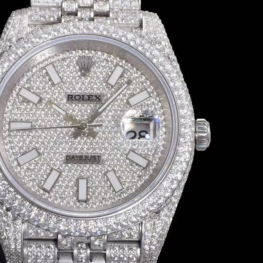 42mm Iced - Out VVS Moissanite Full - Diamond Watch - White Gold - TONGSHOP / Style:White Gold / WATCH