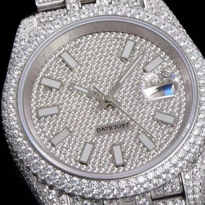 42mm Iced - Out VVS Moissanite Full - Diamond Watch - White Gold - TONGSHOP / Style:White Gold / WATCH