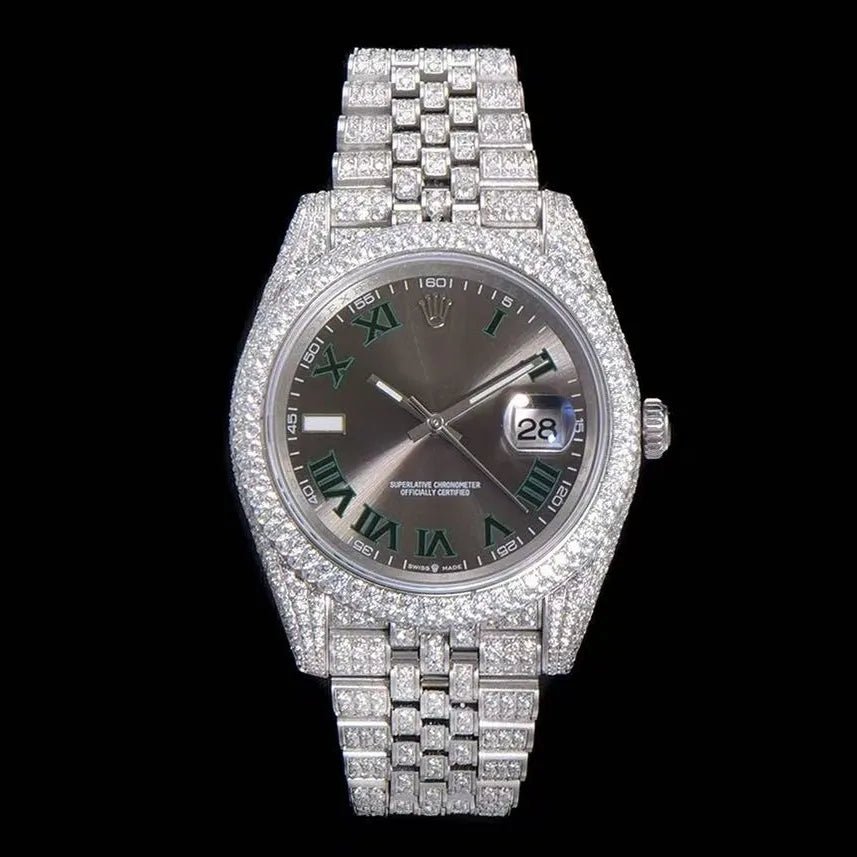 42mm Luxury Moissanite 904L Full - Diamond Watch in White Gold - TONGSHOP / Style:White Gold / WATCH