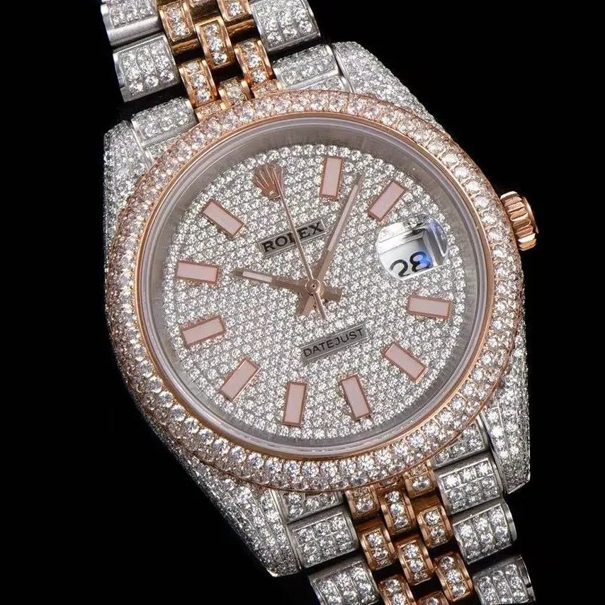 42mm Luxury VVS Moissanite 904L Full - Diamond Watch in Rose Gold - TONGSHOP / Style:White Gold / WATCH