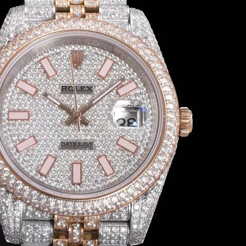 42mm Luxury VVS Moissanite 904L Full - Diamond Watch in Rose Gold - TONGSHOP / Style:White Gold / WATCH