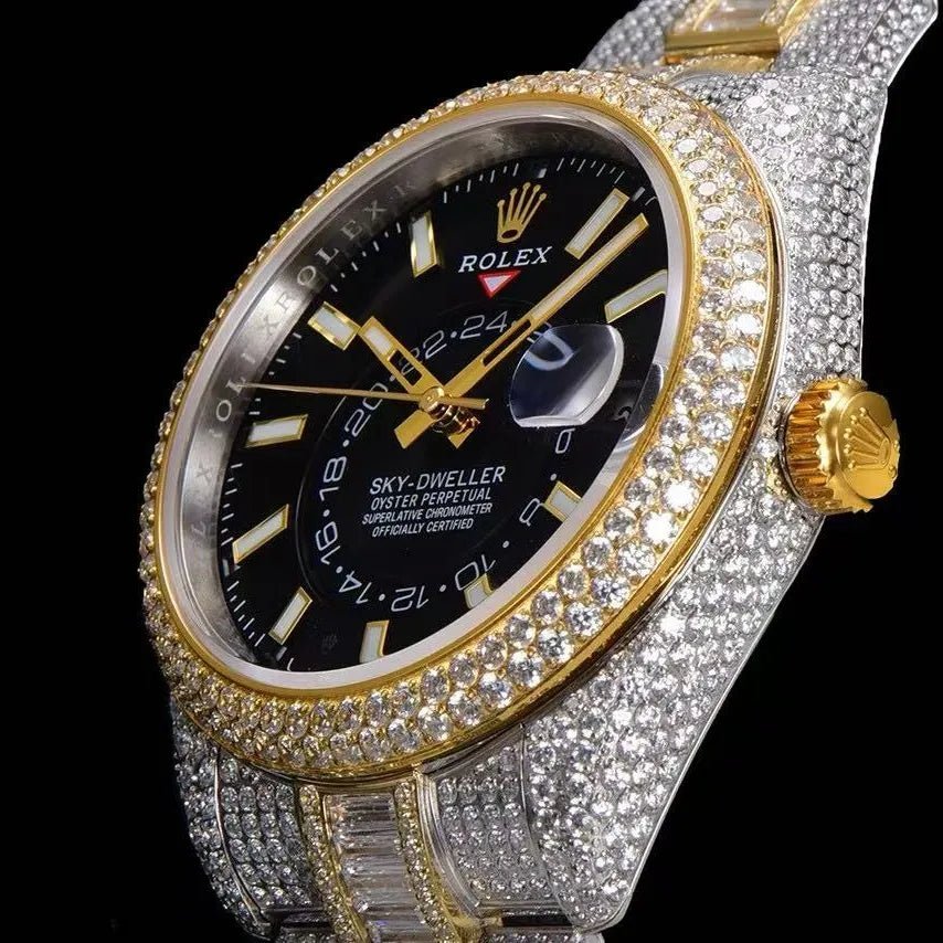 42mm Luxury VVS Moissanite Full - Diamond 904L Watch – Black - TONGSHOP / Style:White Gold / WATCH