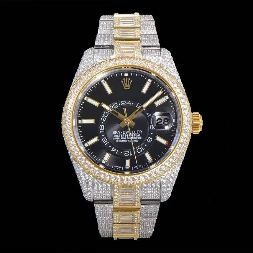 42mm Luxury VVS Moissanite Full - Diamond 904L Watch – Black - TONGSHOP / Style:White Gold / WATCH