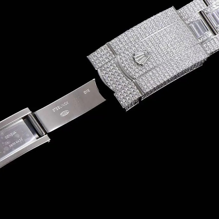 42mm Luxury VVS Moissanite Full - Diamond 904L Watch - Blue - TONGSHOP / Style:White Gold / WATCH