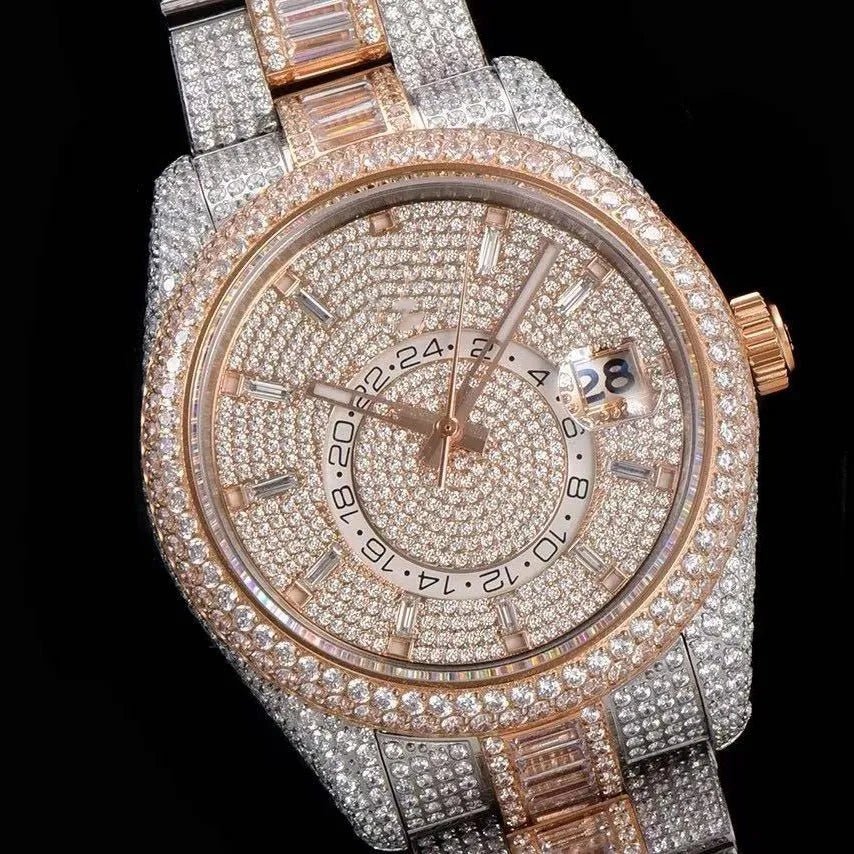 42mm Luxury VVS Moissanite Full - Diamond 904L Watch – Rose Gold - TONGSHOP / Style:White Gold / WATCH