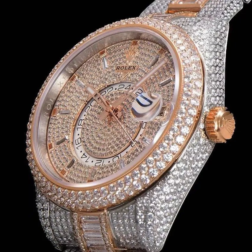 42mm Luxury VVS Moissanite Full - Diamond 904L Watch – Rose Gold - TONGSHOP / Style:White Gold / WATCH