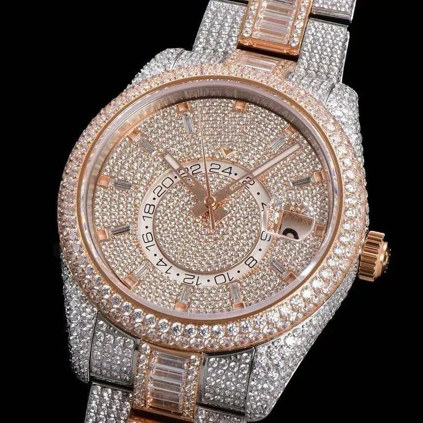 42mm Luxury VVS Moissanite Full - Diamond 904L Watch – Rose Gold - TONGSHOP / Style:White Gold / WATCH