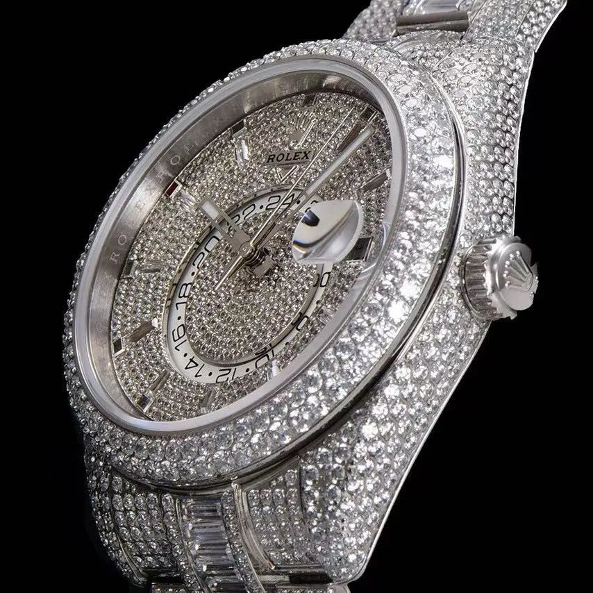 42mm Luxury VVS Moissanite Full - Diamond 904L Watch – White Gold - TONGSHOP / Style:White Gold / WATCH