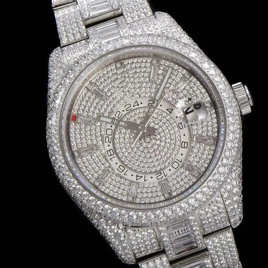 42mm Luxury VVS Moissanite Full - Diamond 904L Watch – White Gold - TONGSHOP / Style:White Gold / WATCH