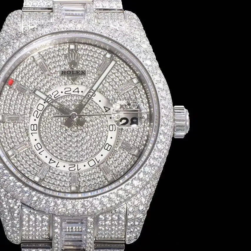 42mm Luxury VVS Moissanite Full - Diamond 904L Watch – White Gold - TONGSHOP / Style:White Gold / WATCH