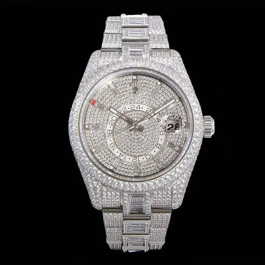 42mm Luxury VVS Moissanite Full - Diamond 904L Watch – White Gold - TONGSHOP / Style:White Gold / WATCH