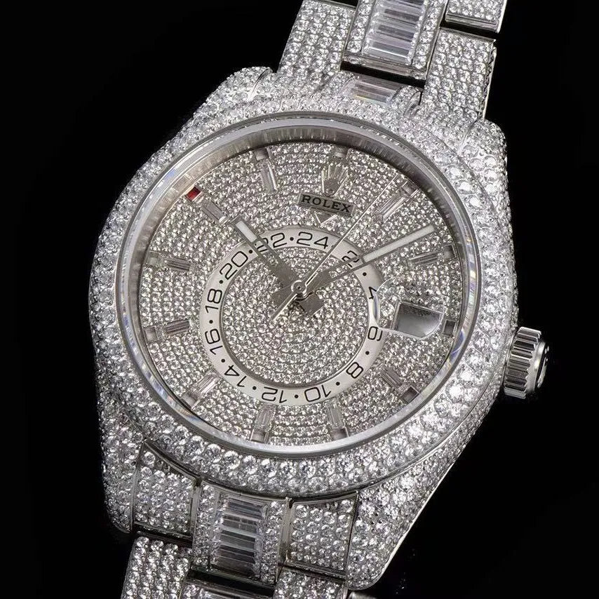 42mm Luxury VVS Moissanite Full - Diamond 904L Watch – White Gold - TONGSHOP / Style:White Gold / WATCH