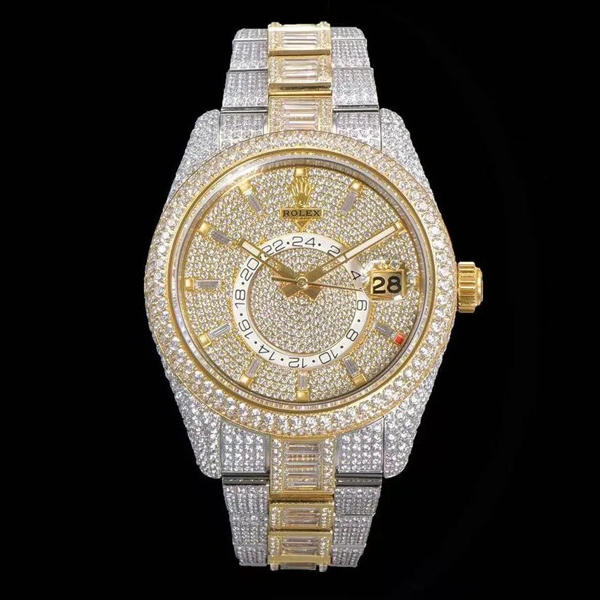 42mm Luxury VVS Moissanite Full - Diamond 904L Watch – Yellow Gold - TONGSHOP / Style:White Gold / WATCH