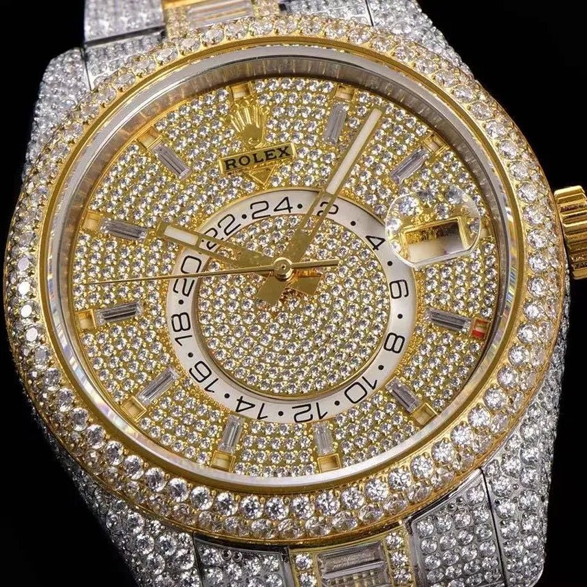42mm Luxury VVS Moissanite Full - Diamond 904L Watch – Yellow Gold - TONGSHOP / Style:White Gold / WATCH