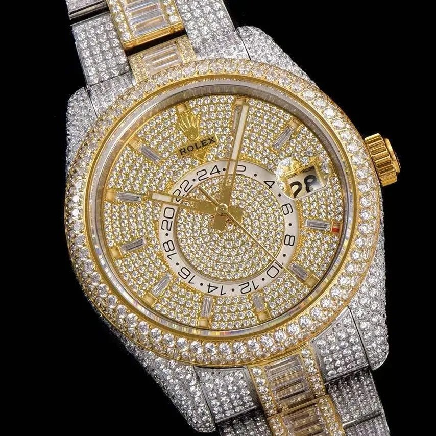 42mm Luxury VVS Moissanite Full - Diamond 904L Watch – Yellow Gold - TONGSHOP / Style:White Gold / WATCH