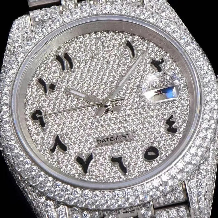 42mm VVS Moissanite Full - Diamond 904L Watch - White Gold - TONGSHOP / Style:White Gold / WATCH