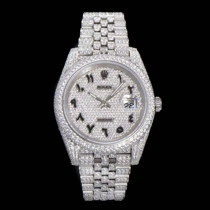 42mm VVS Moissanite Full - Diamond 904L Watch - White Gold - TONGSHOP / Style:White Gold / WATCH