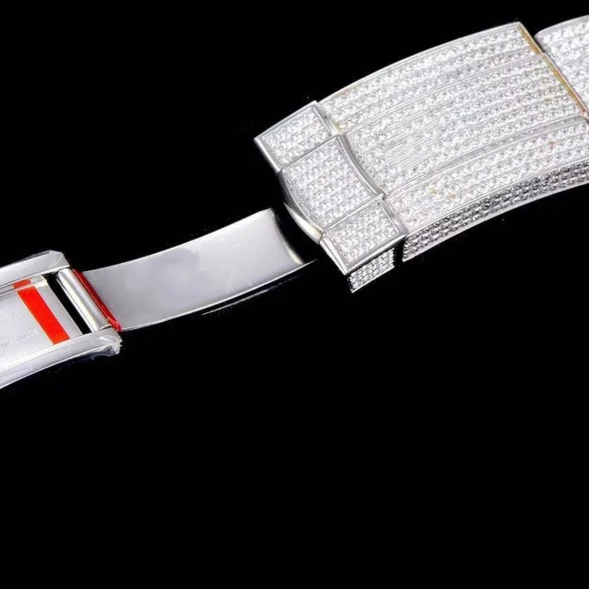 Orologio ghiacciato con moissanite VVS da 40mm, oro bianco bicolore