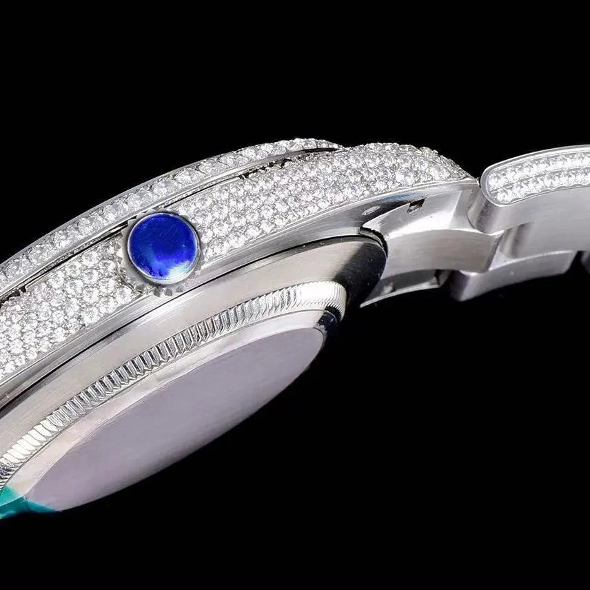 Orologio ghiacciato con moissanite VVS da 40mm, oro bianco bicolore