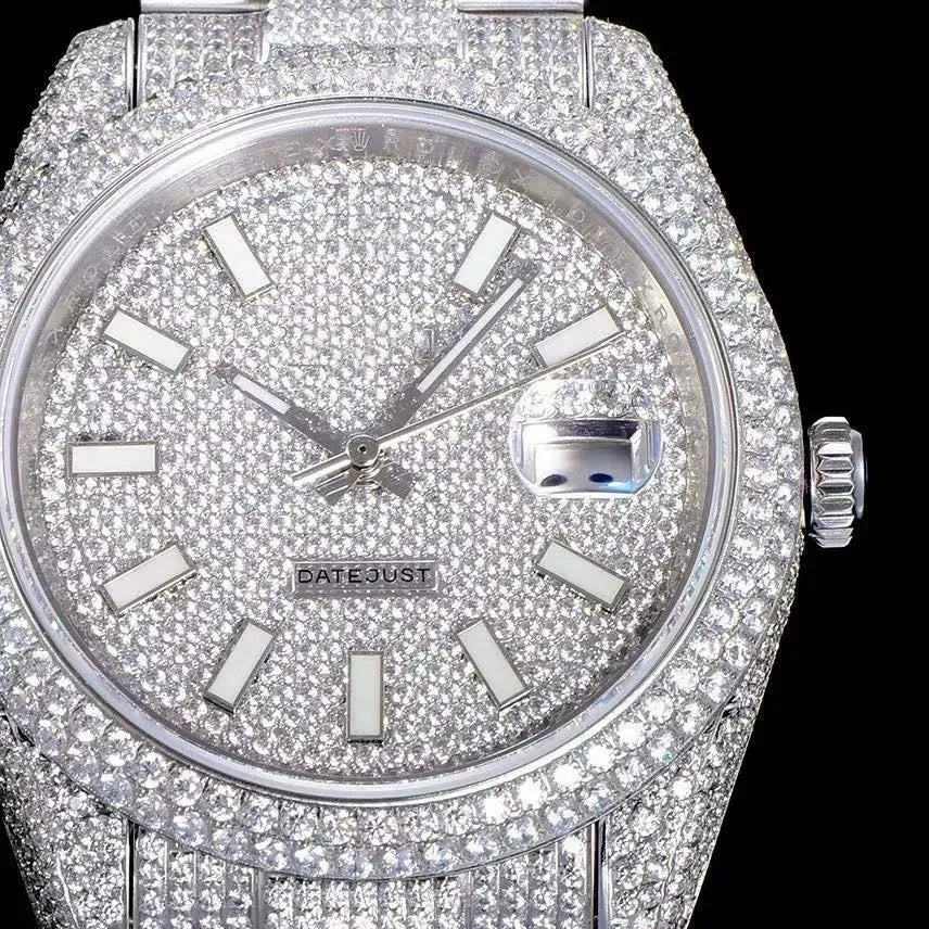 Orologio ghiacciato con moissanite VVS da 40mm, oro bianco bicolore