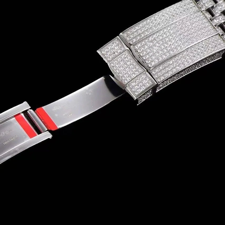 Orologio ghiacciato con moissanite VVS da 40mm, oro bianco bicolore
