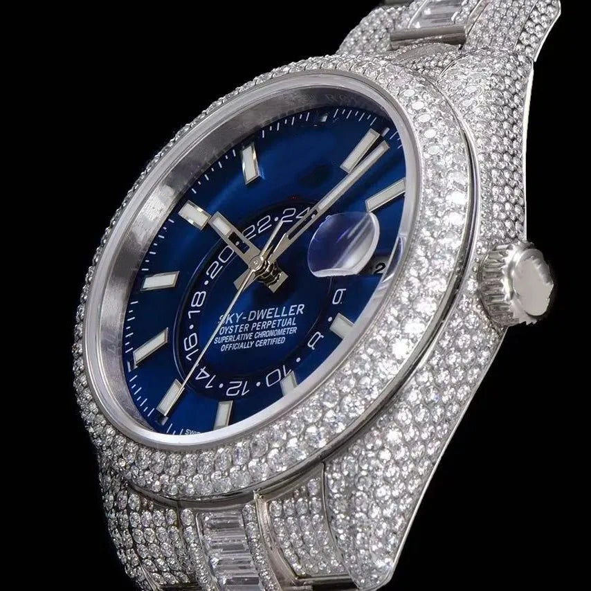 Orologio ghiacciato con moissanite VVS da 40mm, oro bianco bicolore