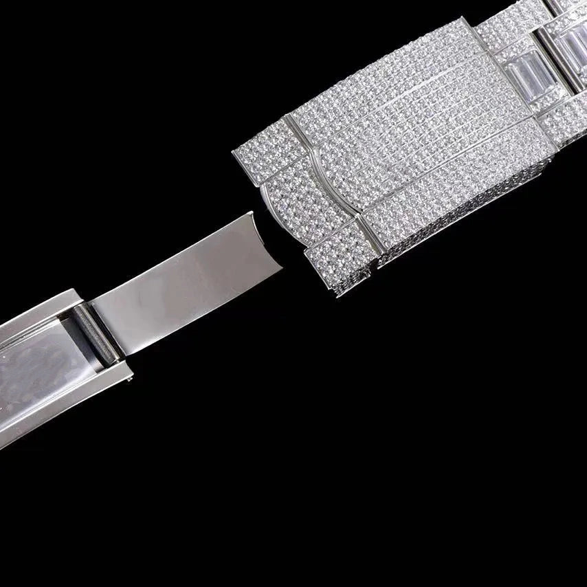 42mm Luxury VVS Moissanite Full-Diamond 904L Watch – White Gold