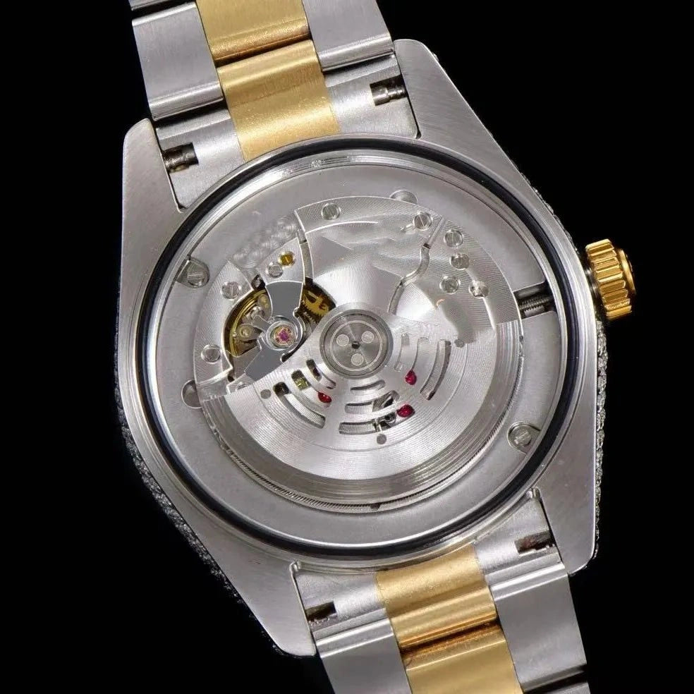 42mm Luxury VVS Moissanite Full-Diamond 904L Watch – Yellow Gold
