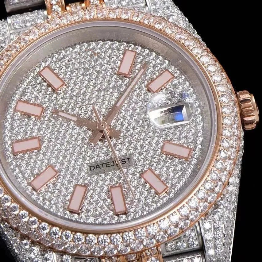 42mm VVS Moissanite 904L Full-Diamond Watch - Rose Gold