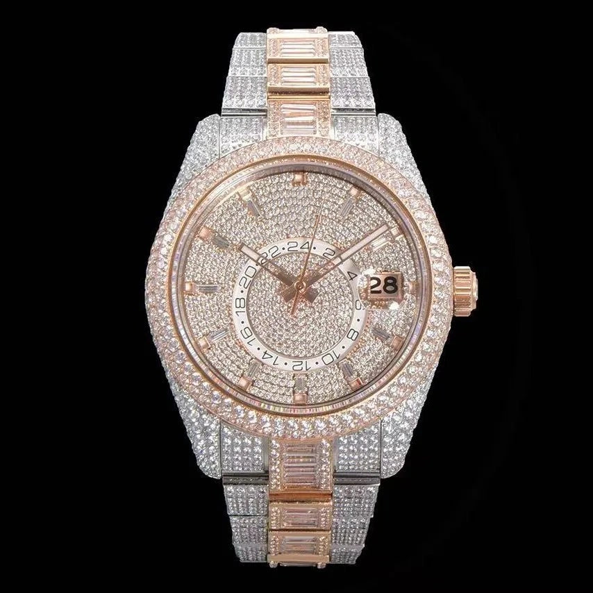 42mm Luxury VVS Moissanite Full-Diamond 904L Watch – Rose Gold