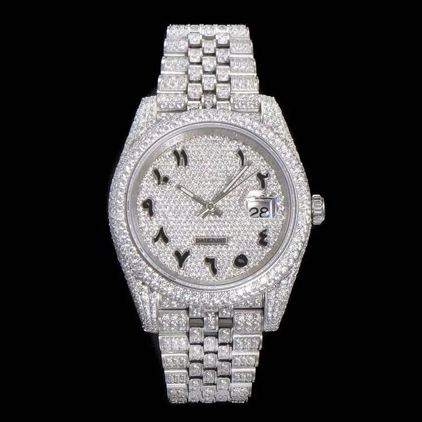 42mm VVS Moissanite Full-Diamond 904L Watch - White Gold