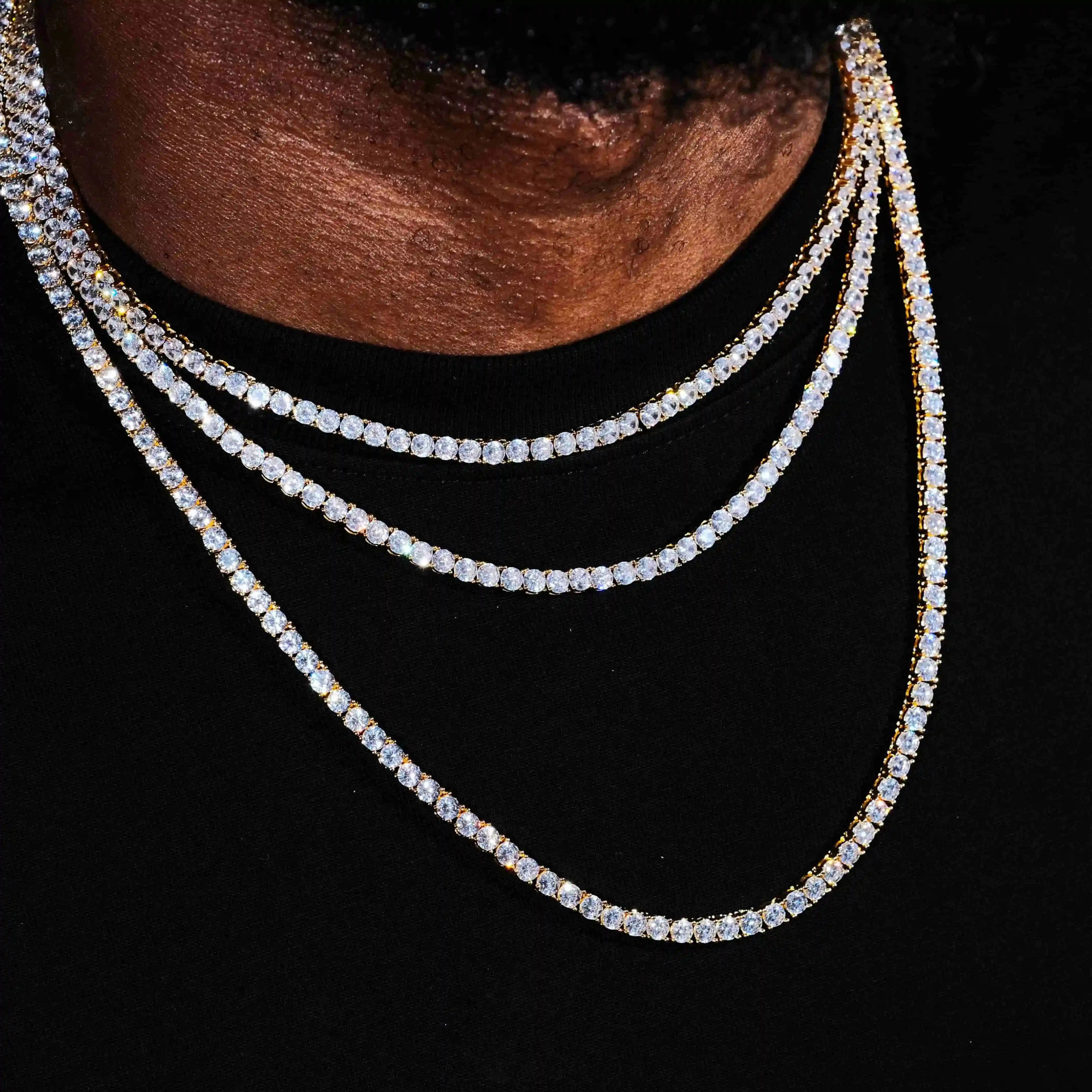 4mm 18K Gold - Plated Iced BlingBling Tennis Chain - TONGSHOP