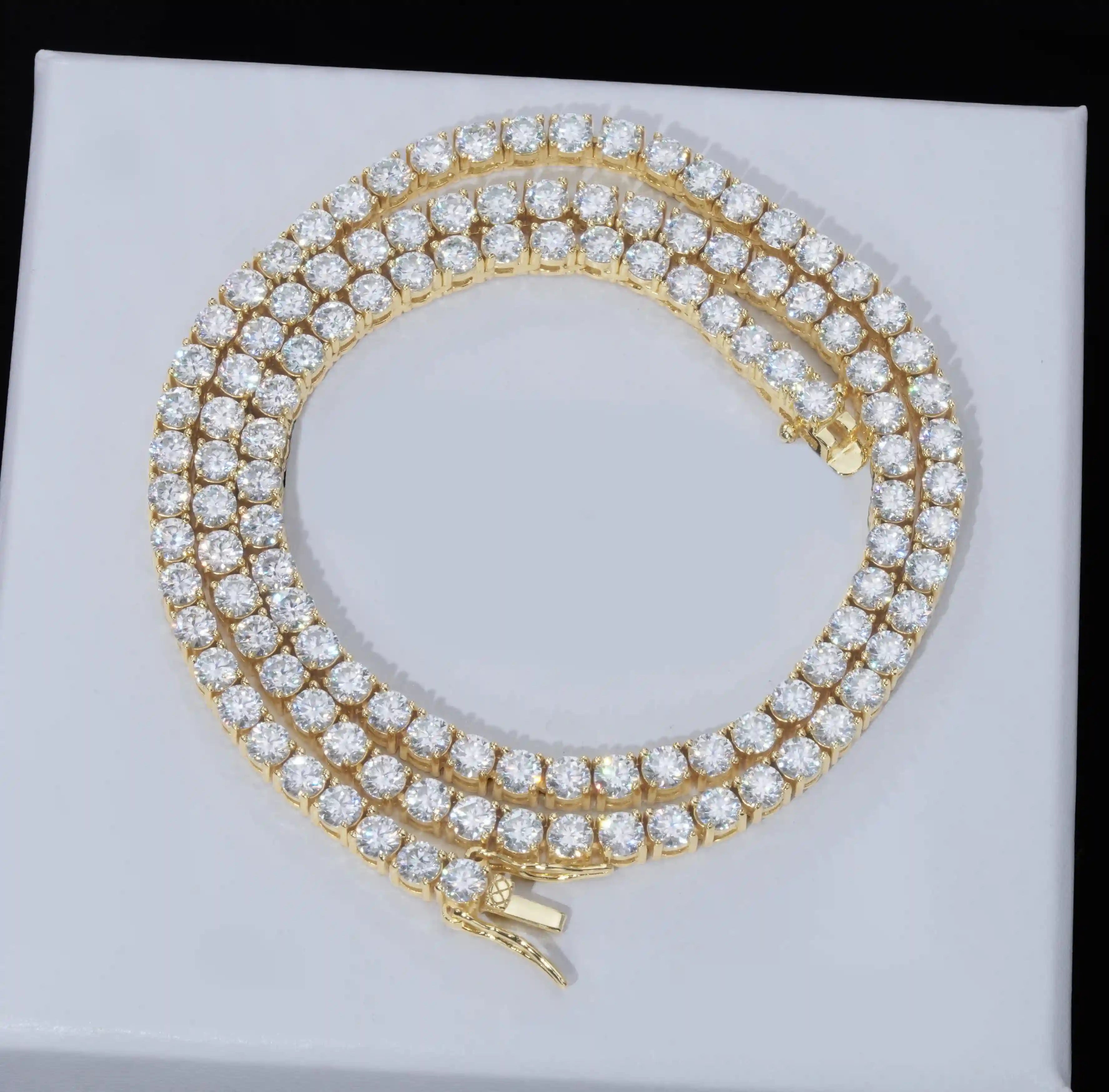 4MM 925S & VVS Moissanite Tennis Chain 18K Gold - TONGSHOP