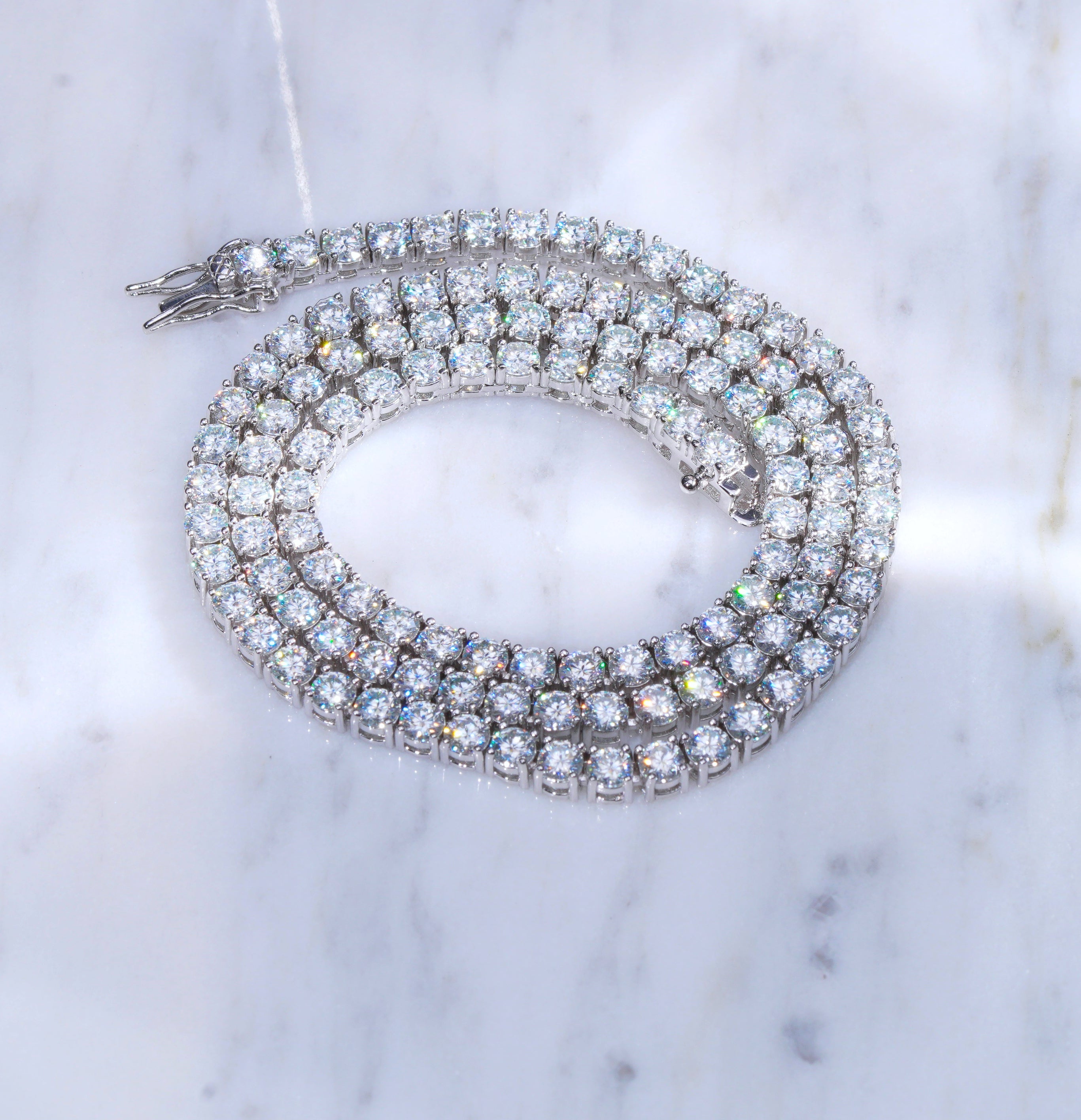 4MM 925S & VVS Moissanite Tennis Chain White Gold - TONGSHOP
