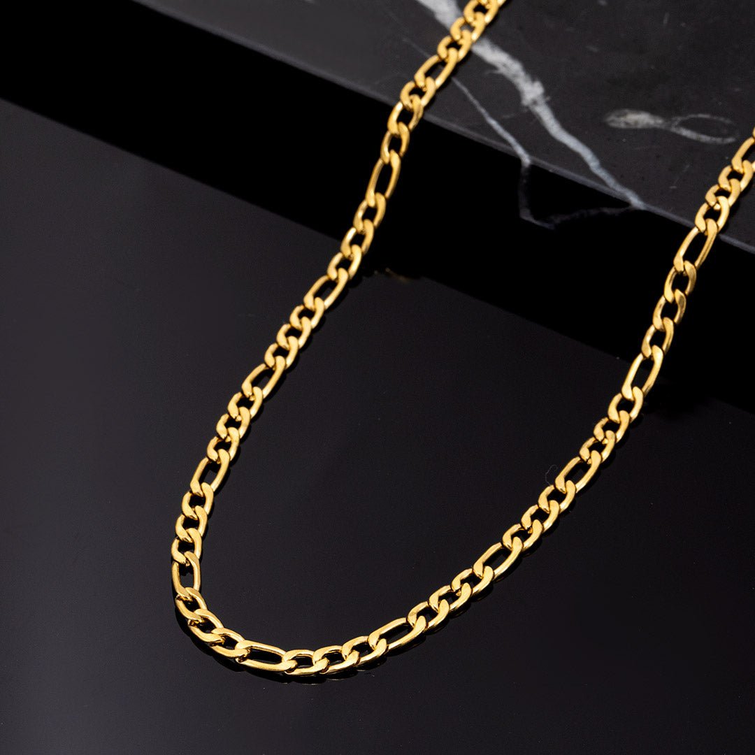 4mm Figaro Chain in Gold - TONGSHOP
