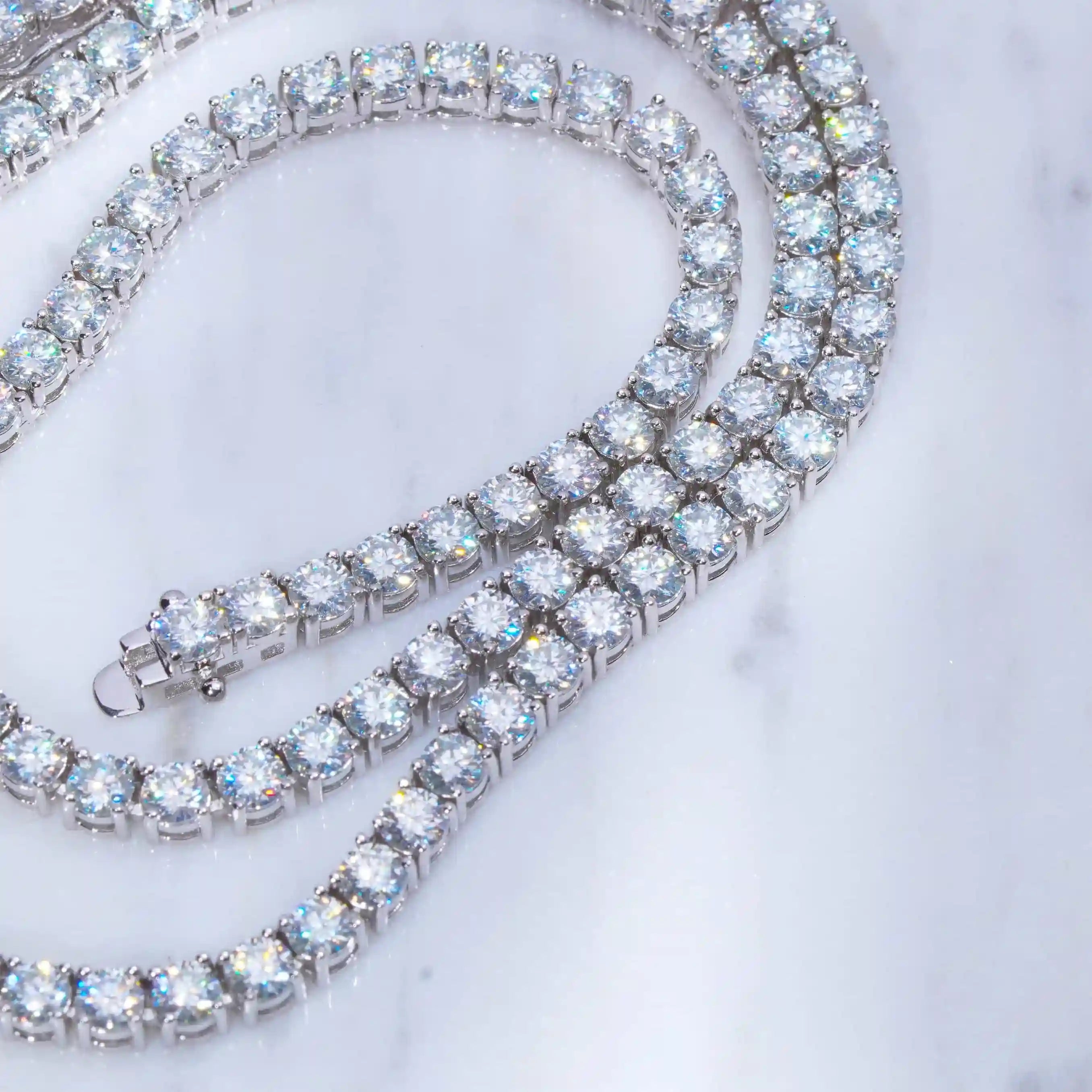 925S & VVS Moissanite Tennis Chain White Gold - 5MM