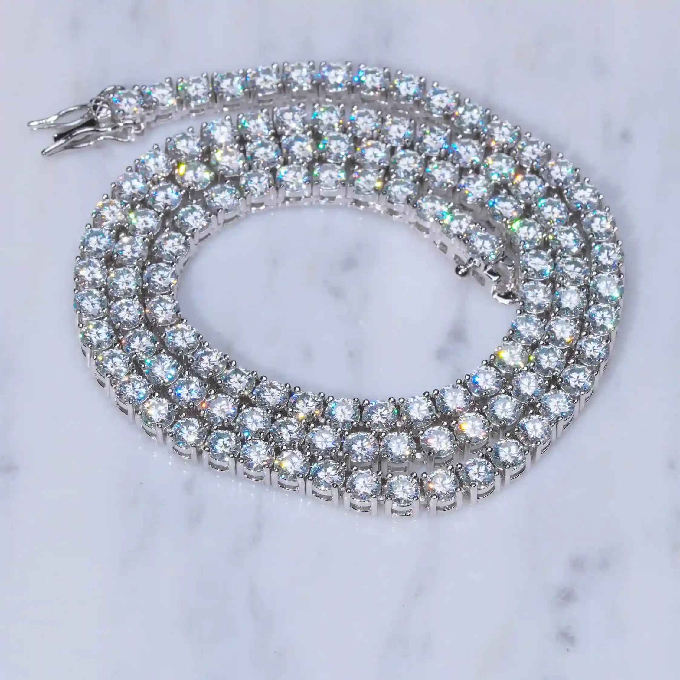 925S & VVS Moissanite Tennis Chain White Gold - 5MM