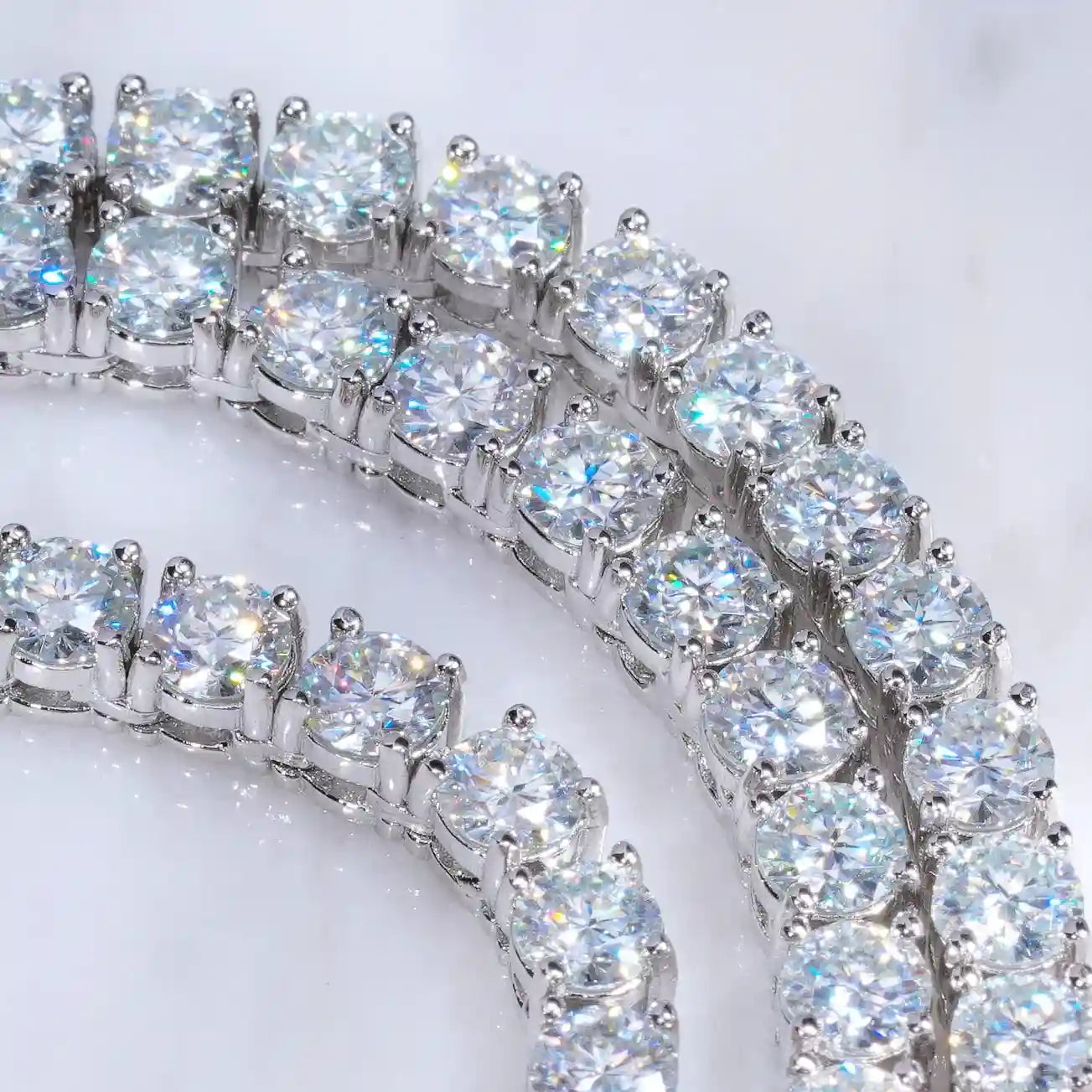 925S & VVS Moissanite Tennis Chain White Gold - 5MM