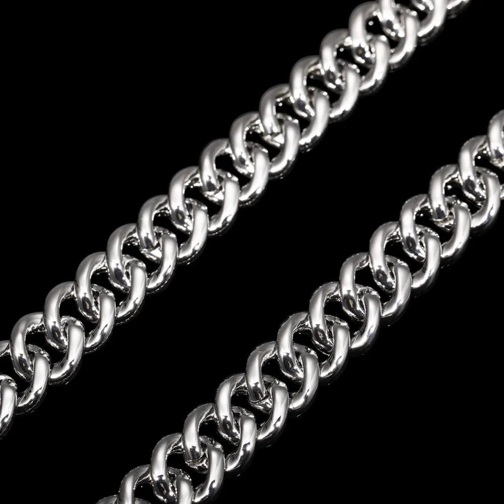 5A Prong Iced Cuban Link Chain in White Gold - 14mm - TONGSHOP / Length:16 / Length:18