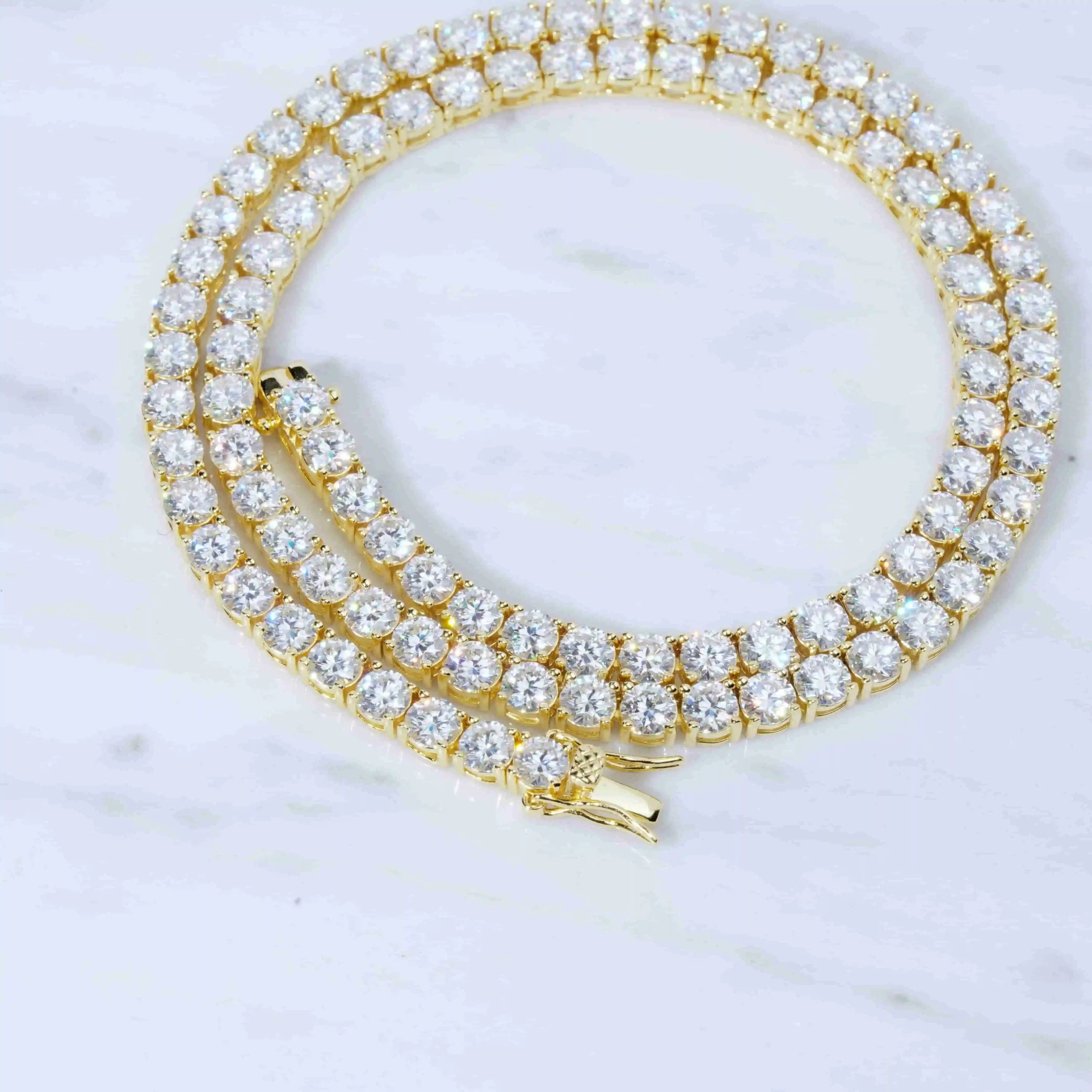5MM 925S & VVS Moissanite Tennis Chain 18K Gold - TONGSHOP