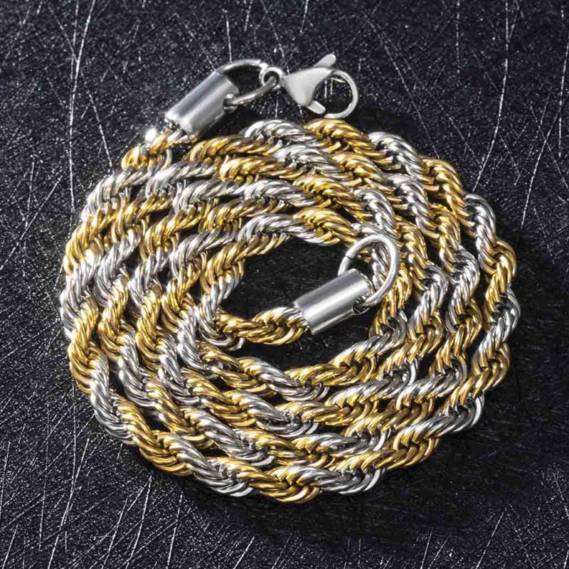 5mm Gold & Silver Two - Tone Rope Chain - TONGSHOP