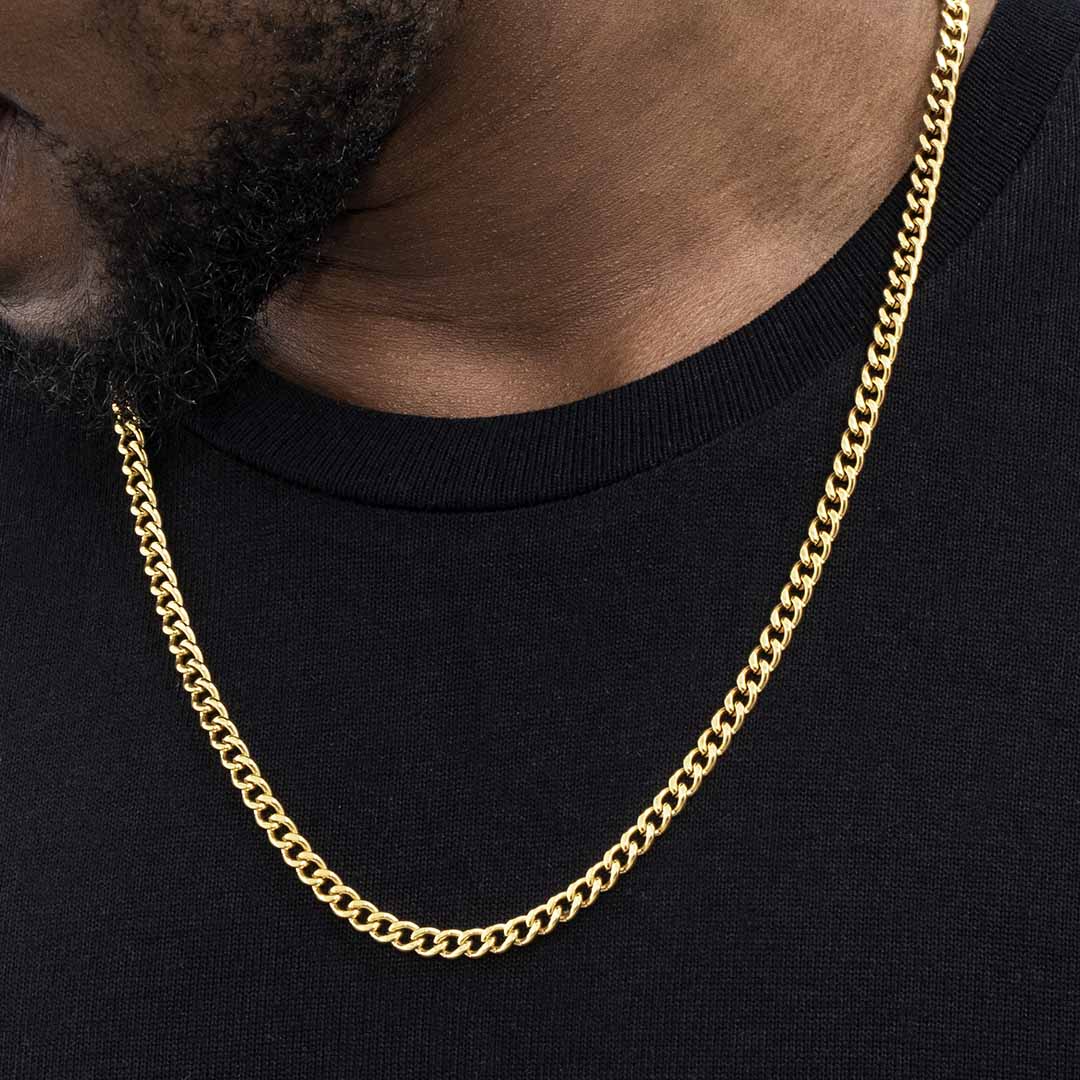 5mm Stainless Steel Cuban Chain in Gold - TONGSHOP