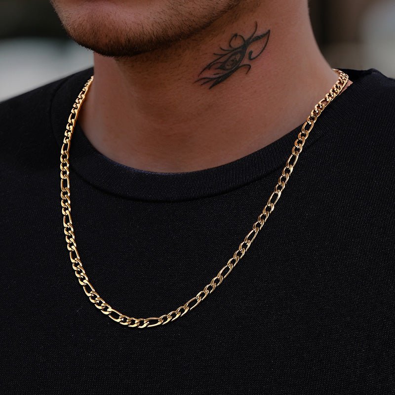 5mm Stainless Steel Figaro Chain in Gold - TONGSHOP