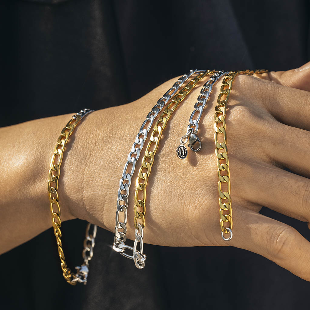 5mm Two - Tone Figaro Chain - TONGSHOP