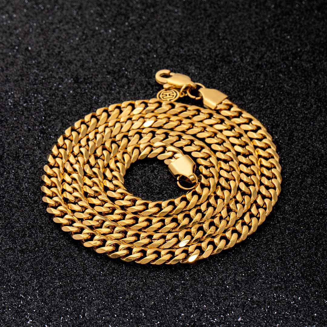 6mm Diamond - Cut Cuban Chain in Gold - TONGSHOP