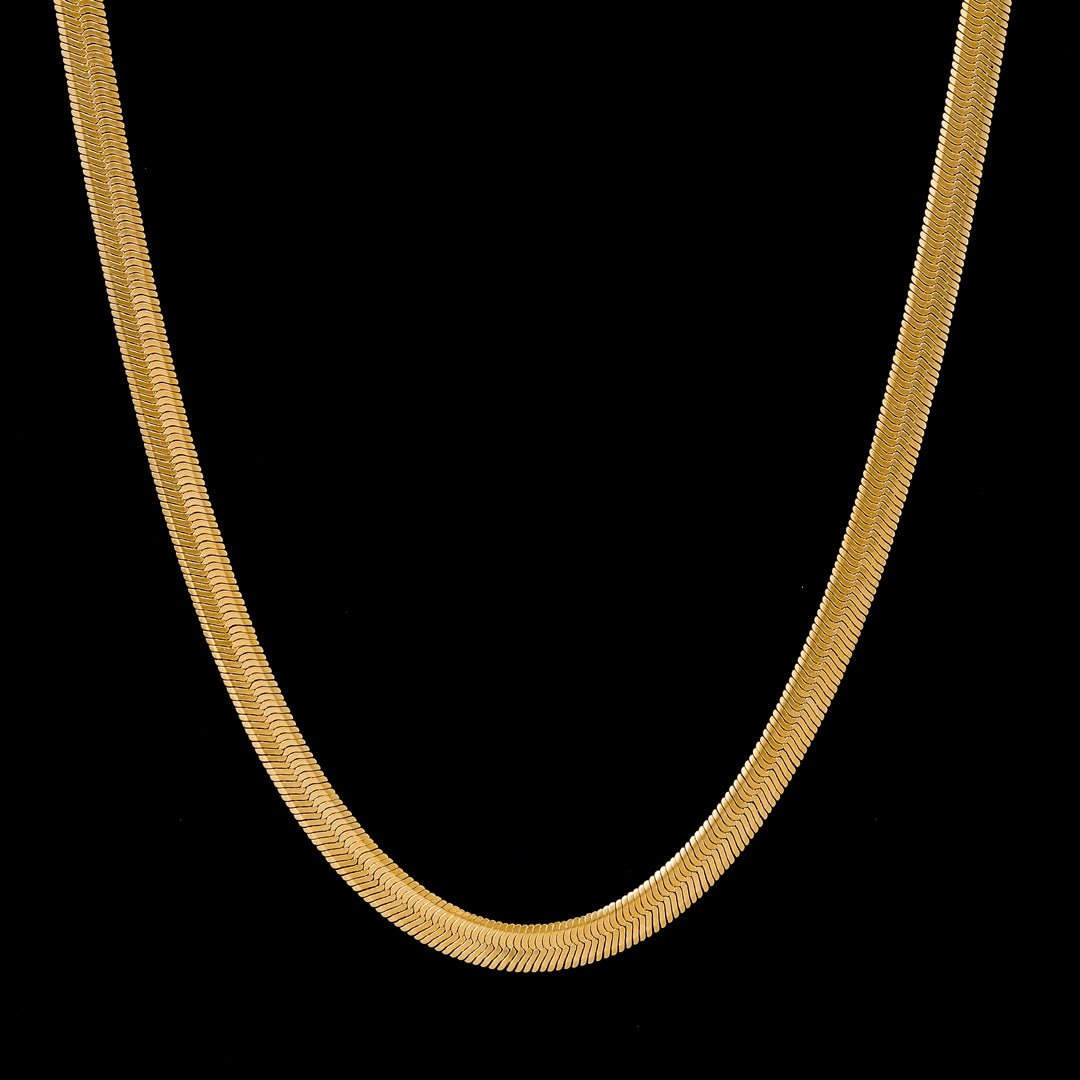 6mm Herringbone Chain in Gold - TONGSHOP