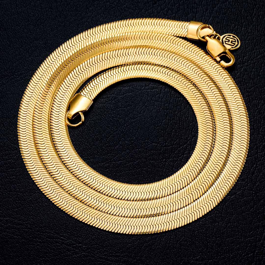 6mm Herringbone Chain in Gold - TONGSHOP
