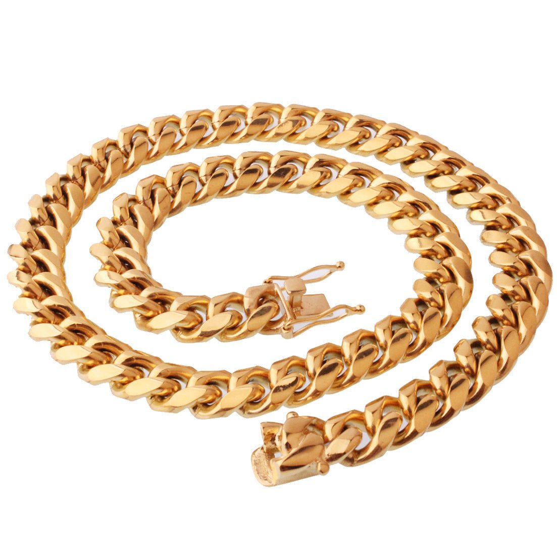 8/10/12/14mm Miami Cuban Chain Tap Clasp Necklace Bracelet - TONGSHOP